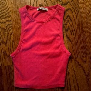 Women's Zara size small , high neck ribbed cropped tank